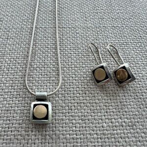 SHABLOOL • Sterling Silver & Gold Matching Necklace and Earrings Set